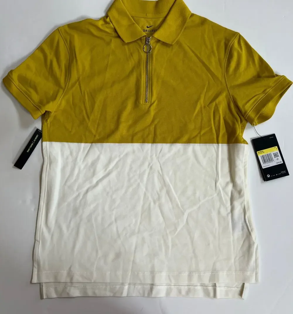 Nike Dri-Fit Yellow Women’s Golf Polo Shirt White Multi BV0186-393 Size S